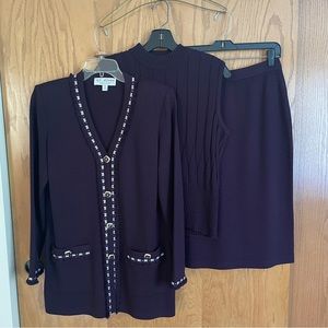 St. John Women’s Three-Piece Knit Set, Purple. Used - very good. 8P